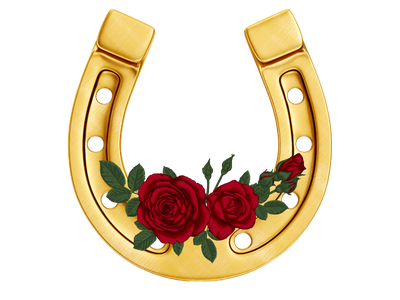 Golden horseshoe with roses